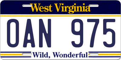 WV license plate OAN975