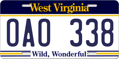 WV license plate OAO338