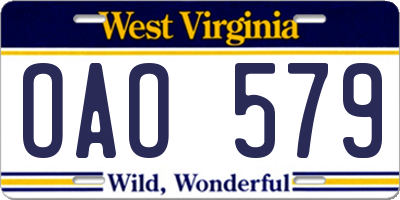 WV license plate OAO579