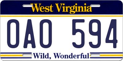 WV license plate OAO594