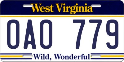 WV license plate OAO779