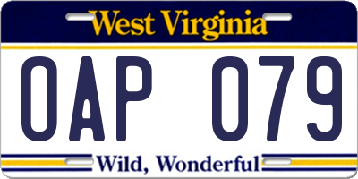 WV license plate OAP079