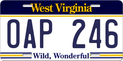 WV license plate OAP246