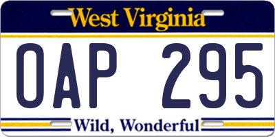 WV license plate OAP295