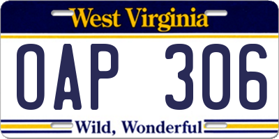 WV license plate OAP306