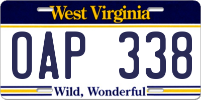 WV license plate OAP338