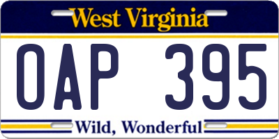 WV license plate OAP395