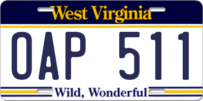 WV license plate OAP511