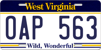 WV license plate OAP563