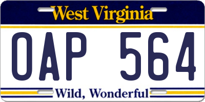 WV license plate OAP564