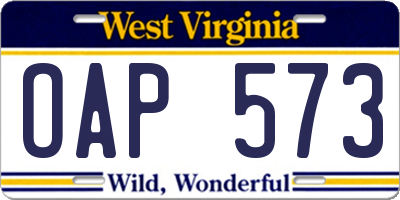 WV license plate OAP573