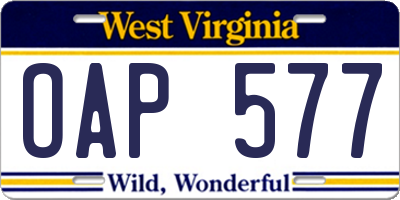 WV license plate OAP577