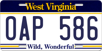WV license plate OAP586