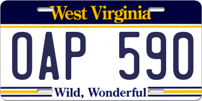 WV license plate OAP590