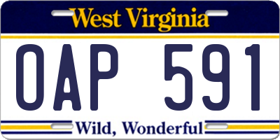 WV license plate OAP591