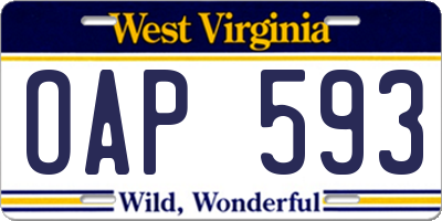 WV license plate OAP593