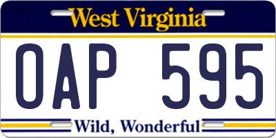 WV license plate OAP595