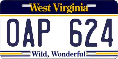 WV license plate OAP624