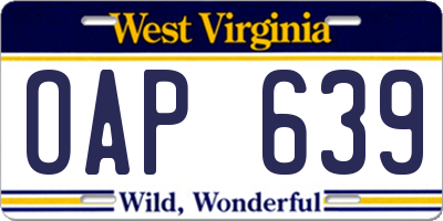 WV license plate OAP639