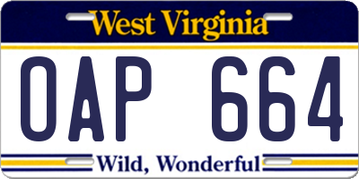 WV license plate OAP664