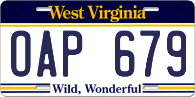 WV license plate OAP679