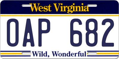 WV license plate OAP682