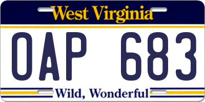 WV license plate OAP683