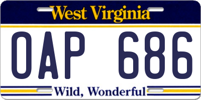 WV license plate OAP686