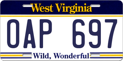 WV license plate OAP697