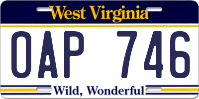 WV license plate OAP746