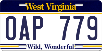 WV license plate OAP779