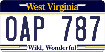 WV license plate OAP787