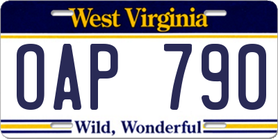WV license plate OAP790