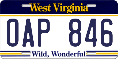 WV license plate OAP846