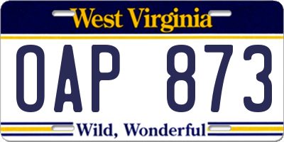 WV license plate OAP873