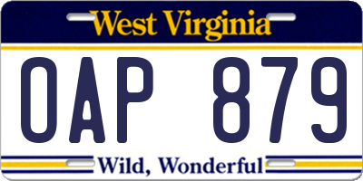 WV license plate OAP879