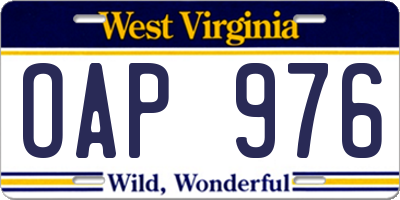 WV license plate OAP976