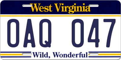 WV license plate OAQ047