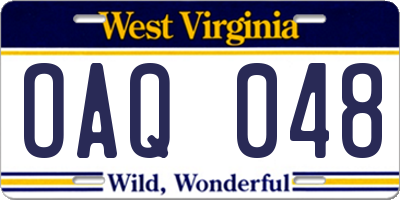 WV license plate OAQ048