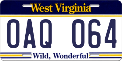WV license plate OAQ064