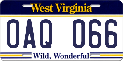 WV license plate OAQ066