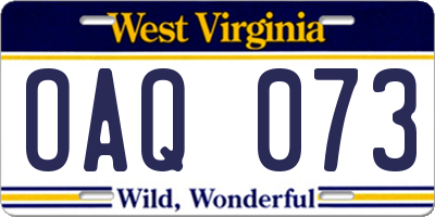 WV license plate OAQ073