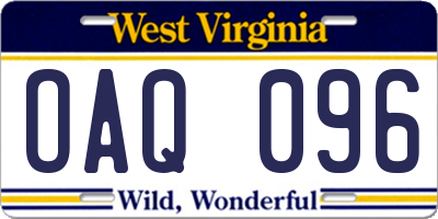 WV license plate OAQ096