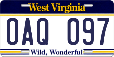 WV license plate OAQ097