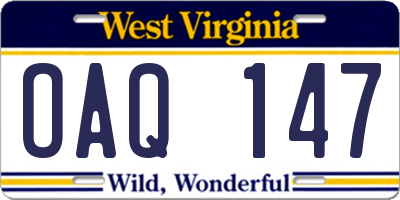 WV license plate OAQ147