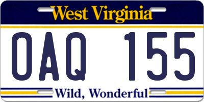 WV license plate OAQ155
