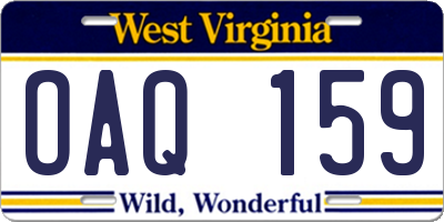 WV license plate OAQ159