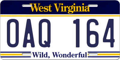 WV license plate OAQ164