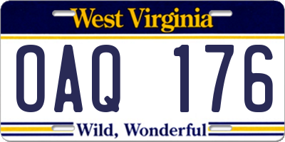 WV license plate OAQ176