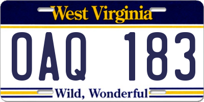 WV license plate OAQ183